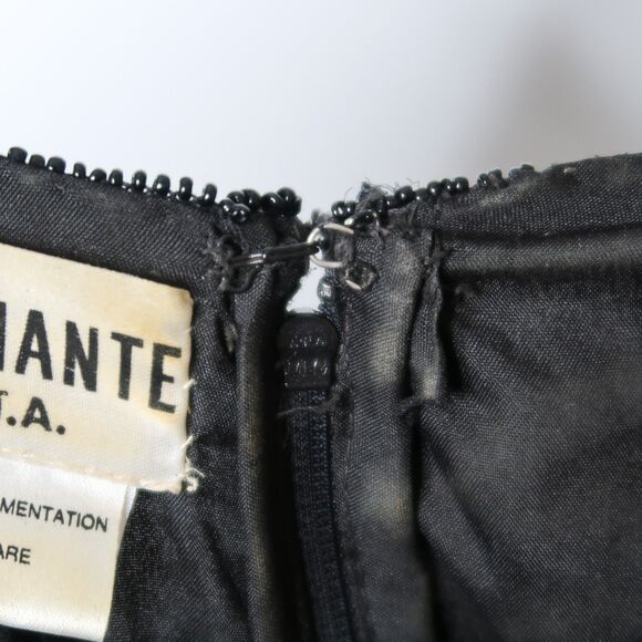 Brilliante by J.A. VINTAGE Dress Size Large 100% Silk Black Shift Sequins Beads - Picture 5 of 10